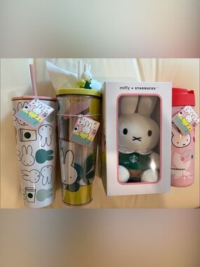 Starbucks x Miffy Pink & White Plush and Tumbler Gift Set